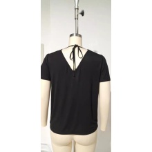 V-NECK WOMEN T-SHIRT WITH BUBBLE SLEEVE