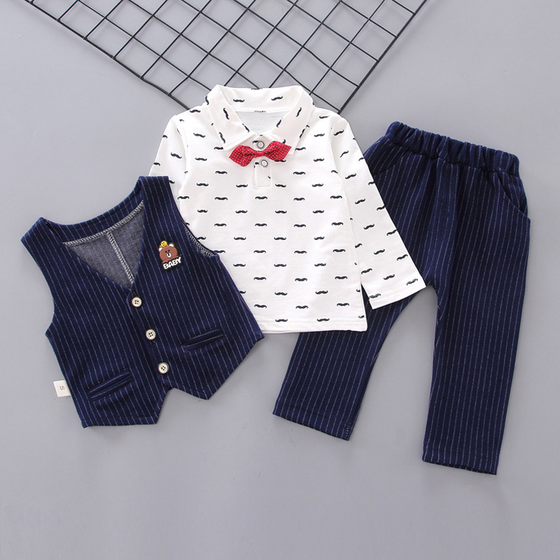 2020 Autumn Winter Toddler Baby Baby Clothes Sets Vest+Long Sleeved Shirts+Pants three-piece Suit Kids Outfits Children Clothing