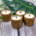 Bamboo Wood Wick Container Candles Pure Soywax Reusable Tea Cup Set Of 4 Drinkware Loutus Rim Design Handmade Craft For Adults