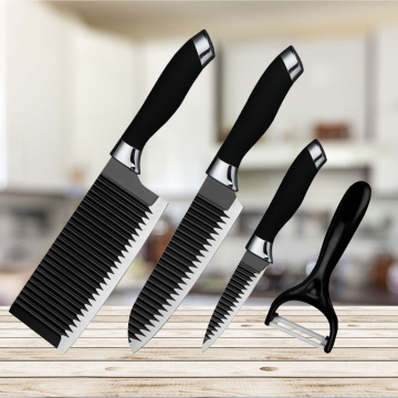 4pcs Stainless Steel Kitchen Knives Set Chef Knife Slicing Knife Meat Cleaver Fruit Knife Ceramic Peeler