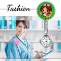 LANCARDO Women Nurse Watches 3D Cartoon Girls Ladys Watch Doctor Medical Pocket Hang Clip Watches Stianless Steel Clock