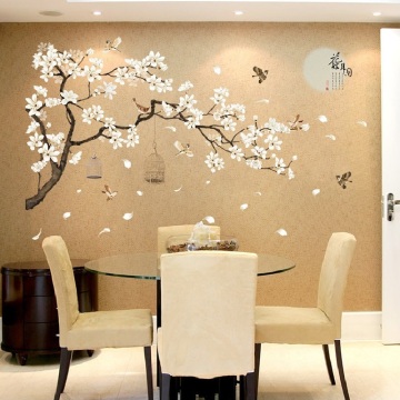 China Style Moon Plants Wall Sticker For Bedroom Window Door Room Decoration Plant Plane Mural Pastrol Removable Diy Wallposter