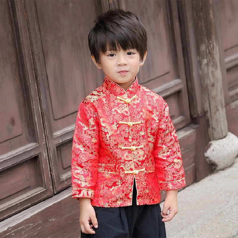 Chinese Style Children Jacket Tang Suit Spring Festival Cardigan For Baby Boy Coat Outfits Kid Outwear Holiday Costumes Top 4-16