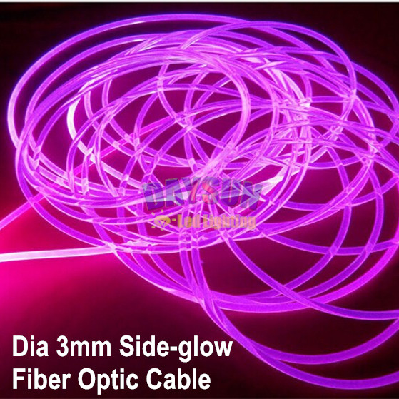 Free Shipping 5 Meters Dia 3.0mm Side-glow Fiber Cable Universal Decoration Car Light Uniform Solid Core PMMA Fiber Optic Cable