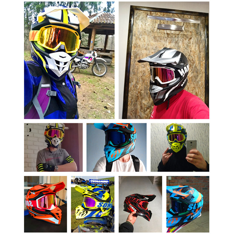SOMAN Dirt Bike Helmet Motocross ECE Dh Helmets Cool Goggles Motocross Helmet Racing MX Casco Moto Off Road Motorcycle Helmets