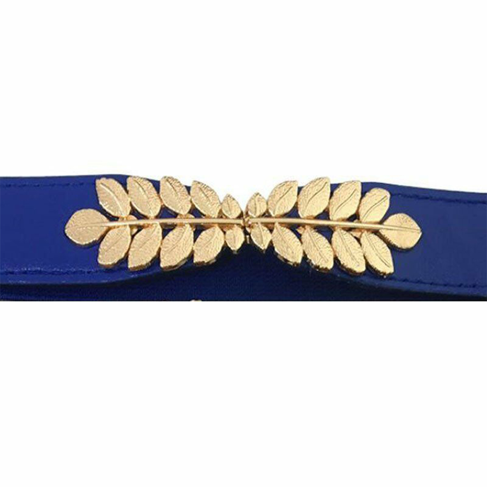 1Pcs High Elasticity Fabric Belts for Women Dresses Gold Leaves Metal Buckle Belts Female Belts Women Fashion 2019 Elastic Belts