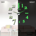 New Luminous Wall Clocks Large Clock watch Horloge 3D DIY Acrylic Mirror Stickers Quartz Duvar Saat Klock Modern mute