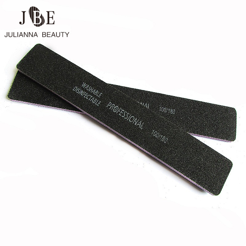 50Pcs/lot Thick Black Straight Wide Nail File Double Side 100/180 Sandpaper Washable Nail Art File Buffer Manicure Pedicure Tool