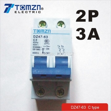 2P 3A 240V/415V 50HZ/60HZ Circuit breaker MCB safety breaker C type