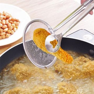 Multi-functional BBQ Tools Non-Stick Filter Spoon Easily Cleaned With Clip Food Kitchen Oil-Frying Salad BBQ Filter Strainer