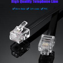 Telephone Line Cord Cable Wire Connection 6P4C RJ11 DSL Modem Fax Phone to Wall Black For Telephone