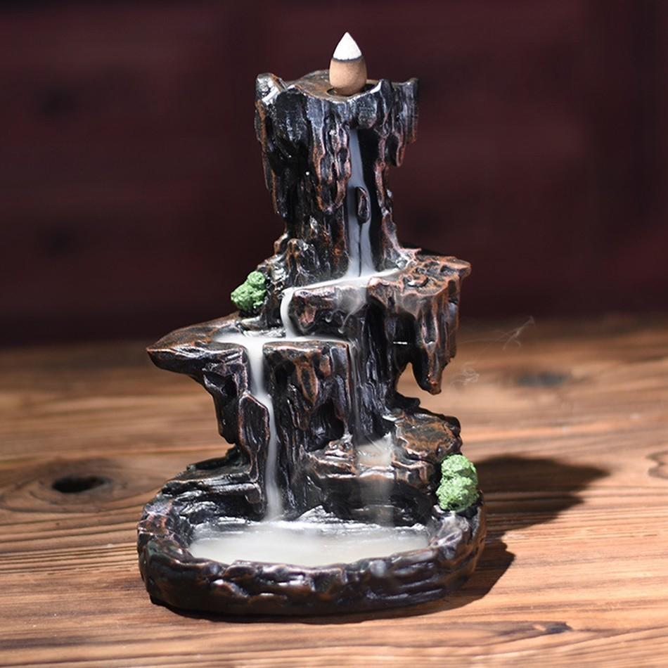 Harz Mountain Form Smoke Water Fall Backflow Incense Burner Incense Holder Decor Aroma Furnace Aromatic House Office Craft