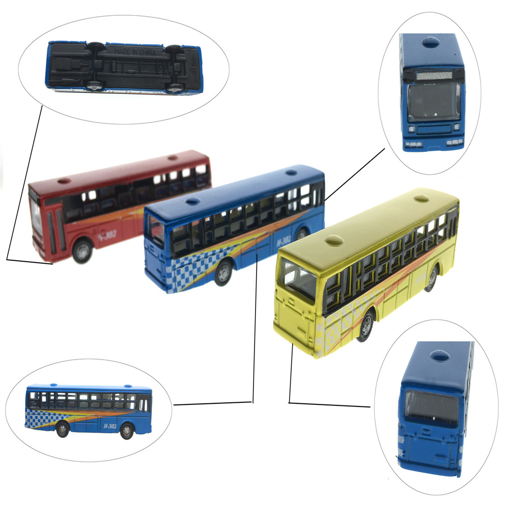 3pcsExquisite 1/150 Model Train N Scale Model Alloy Wheels Buses Movable Architectural Model Material Sand Table Model Materials