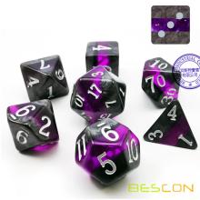 Bescon Mineral Rocks GEM VINES Polyhedral D&D Dice Set of 7, RPG Role Playing Game Dice 7pcs Set of AMETHYST