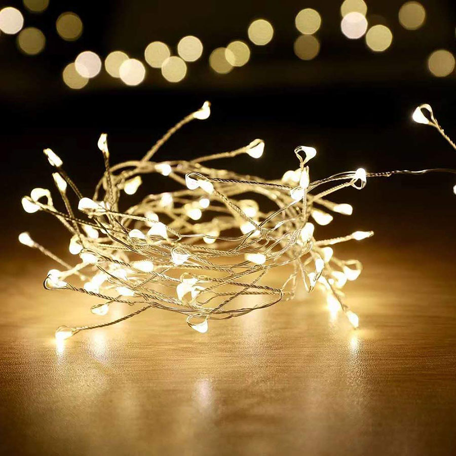 Battery operated 100/200 LED Firecrackers String Lights Outdoor Waterproof Christmas New Year Wedding Firework Fairy Lights