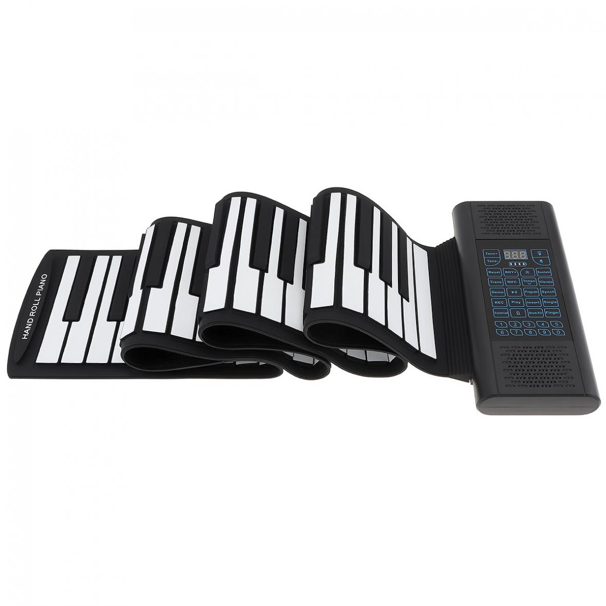 88 Keys Roll Up Electronic Piano Rechargeable Silicone Flexible Keyboard Organ Built-in 2 Speakers Support MIDI Bluetooth