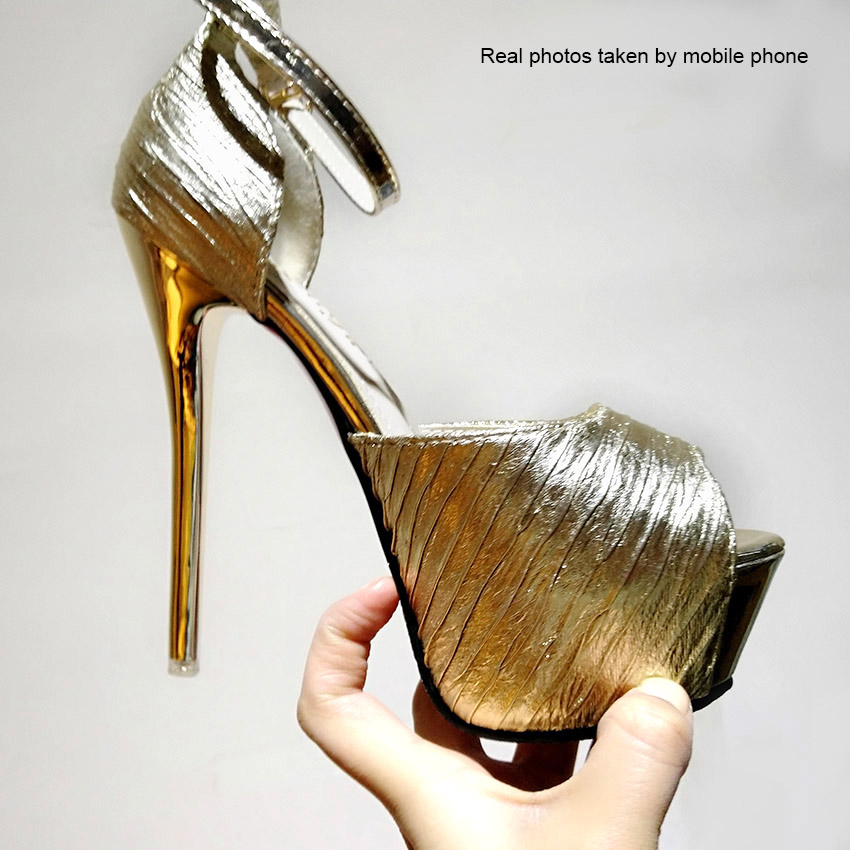 Platform Heels Sliver Wedding Shoes Woman Pumps Gold Women Sandals Female heels 14cm party Shoes Sapato feminino