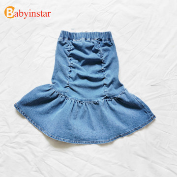 Babyinstar Girls Denim Skirt Baby Girls Clothes Elastic Pleated Mermaid Skirts Children's Skirt Toddler Girl Fall Clothes 2020