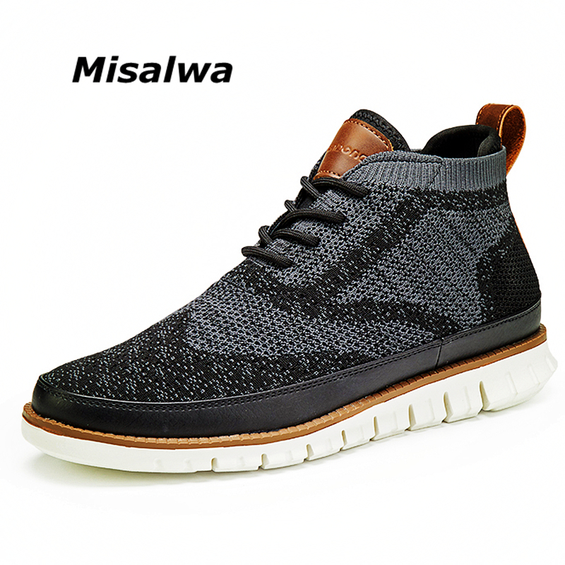 Misalwa High Top Men Sneakers Double Upper Lace-up Lightweight Casual Men Shoes Comfortable Anti-skid Driving Loafers