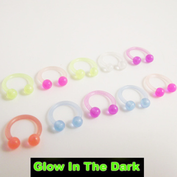 5Pieces Glow In The Dark Soft Bioplastic Hoop Rings Eyebrow Tragus Earring Nose Ring Closure Nipple Body Piercing Jewelry