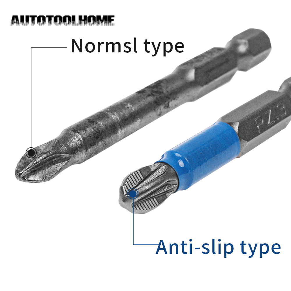 12Pcs Non-slip Screwdriver Bit Set 50mm PH1 PH2 PH3 PZ1 PZ2 PZ3 with Magnetic Screw Driver Bits Kit fit Electric Impact Drill