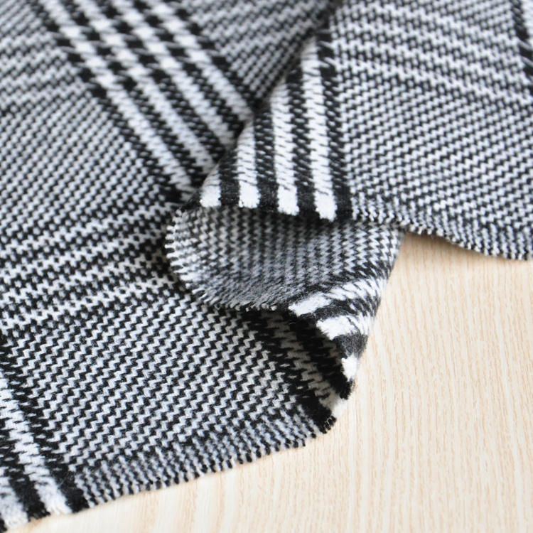 Free ship black and white check houndstooth weaved tweed fabric price for 1/2 meter 150cm