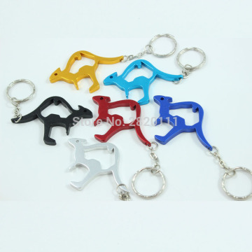 Wholesale 12Pcs Aluminum Alloy Kangaroo Metal Bottle Opener Can opener with Key chain Promotional Gift- Free shipping