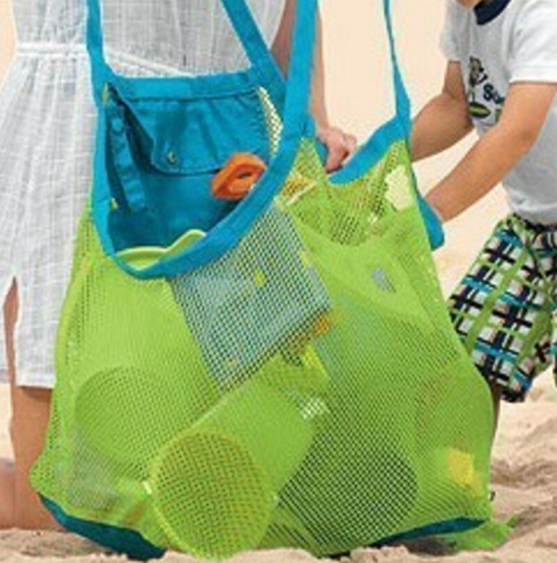 Children Portable Anti Sand Beach Mesh Bath Toy Storage Bag Tote Kid Large Folding Net Bag Durable Sand Away Drawstring Backpack