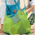 Children Portable Anti Sand Beach Mesh Bath Toy Storage Bag Tote Kid Large Folding Net Bag Durable Sand Away Drawstring Backpack