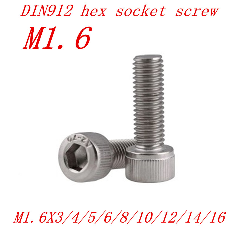 5-50pcs DIN912 M1.6 m2 m2.5 m3 m4 m5 m6 m8 Stainless Steel 304 Hexagon Hex Socket Head Cap Screw