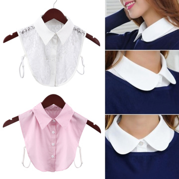 Vintage Cotton Lace Fake Collar Blouse Detachable Shirt False Collar Lapel Blouse Top Women Black White Clothes Shirt Accessorie