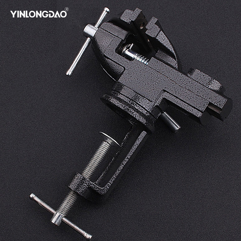 50/ 60/70mm Light Duty Mechanic Clamp-on Table Vise 360 Degree Swivel Base Cast Iron Table Top Clamp Press Vice with Anvil