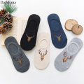 5 Pairs Breathable Sports Men Socks Comfortable Cartoon Deer Male Low Cut Ankle Sock Boy Casual Slippers Solid Color Boat Socks