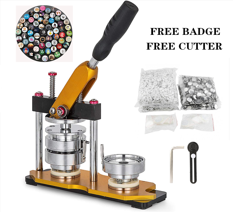 high quality badge maker rotating button making machine with 100pcs pin bage free paper cutter