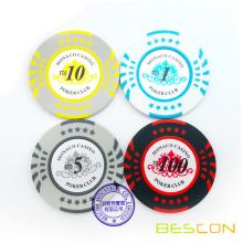 Bescon High Quality New Style Two Tone Custom Sticker Clay Poker Chips