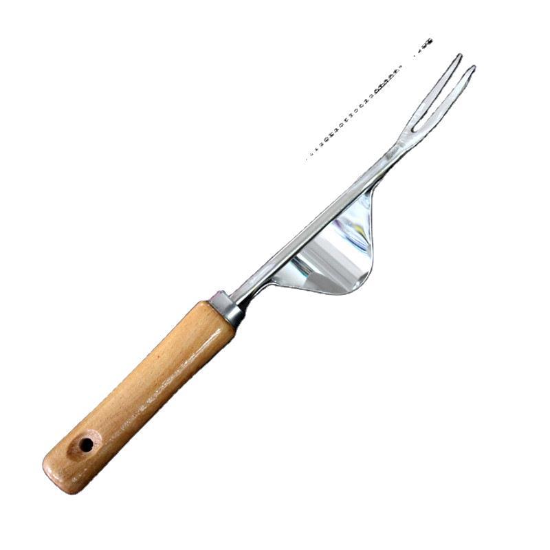 Garden Fork Wood Forked Head Hand Weeder Puller Patio Handle Park Remove Weeds Shovel Courtyard Trimming Tools Dropship