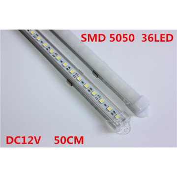 5pcs*50cm Factory Wholesale 50CM DC 12V 36 SMD 5050 LED Hard Rigid LED Strip Bar Light with U Aluminium shell +pc cover