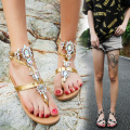 2020 Vintage Boho Sandals Women Leather Beading Flat Sandals Women Bohimia Beach Sandals Shoes Plus Size Summer Fashion Woman