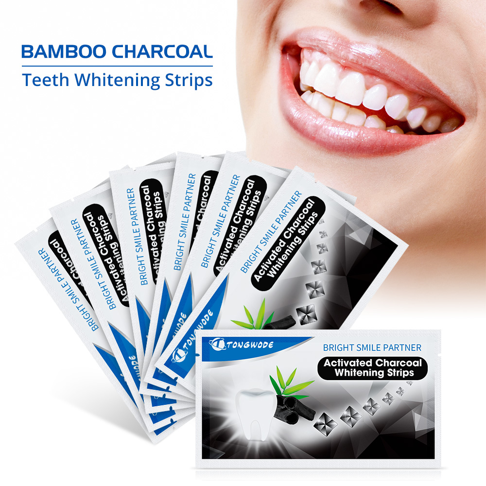 Teeth Whitening Strips 21Pcs Natural Coconut Charcoal Teeth Whitening Veneer Gentle to Tooth Gum Pilishing Tartar