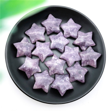 Natural Quartz Star Decoration Stone Crafts Lepidolite Star Shaped Stones Energy Healing Crystal DIY Gift Love Gems