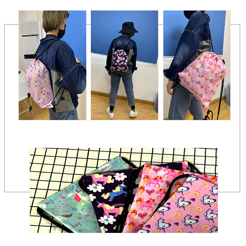 Cute Super Mama Print Drawstring Bag Women Storage Bag for Travelling Princess Girls Shopping Bags Ladies Casual Backpack