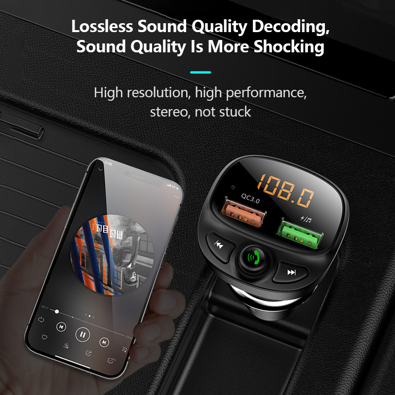 FLOVEME USB Car Charger Quick Charge 3.0 Fast Charging Bluetooth Wireless FM Transmitter MP3 Player TF Card Music Car Kit