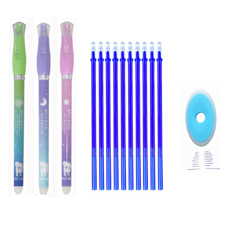 Erasable pen set can be washed, with blue and black ink writing gel pen, roller skate pen, used for school office stationery