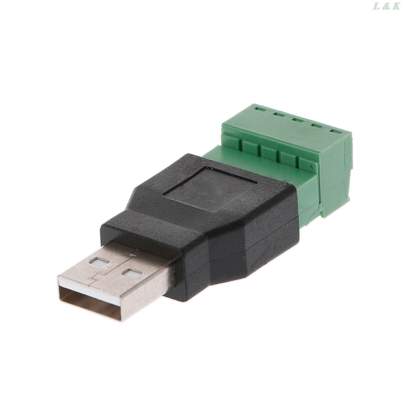 USB 2.0 Type A Male/Female to 5P Screw w/ Shield Terminal Plug Adapter Connecto L29K