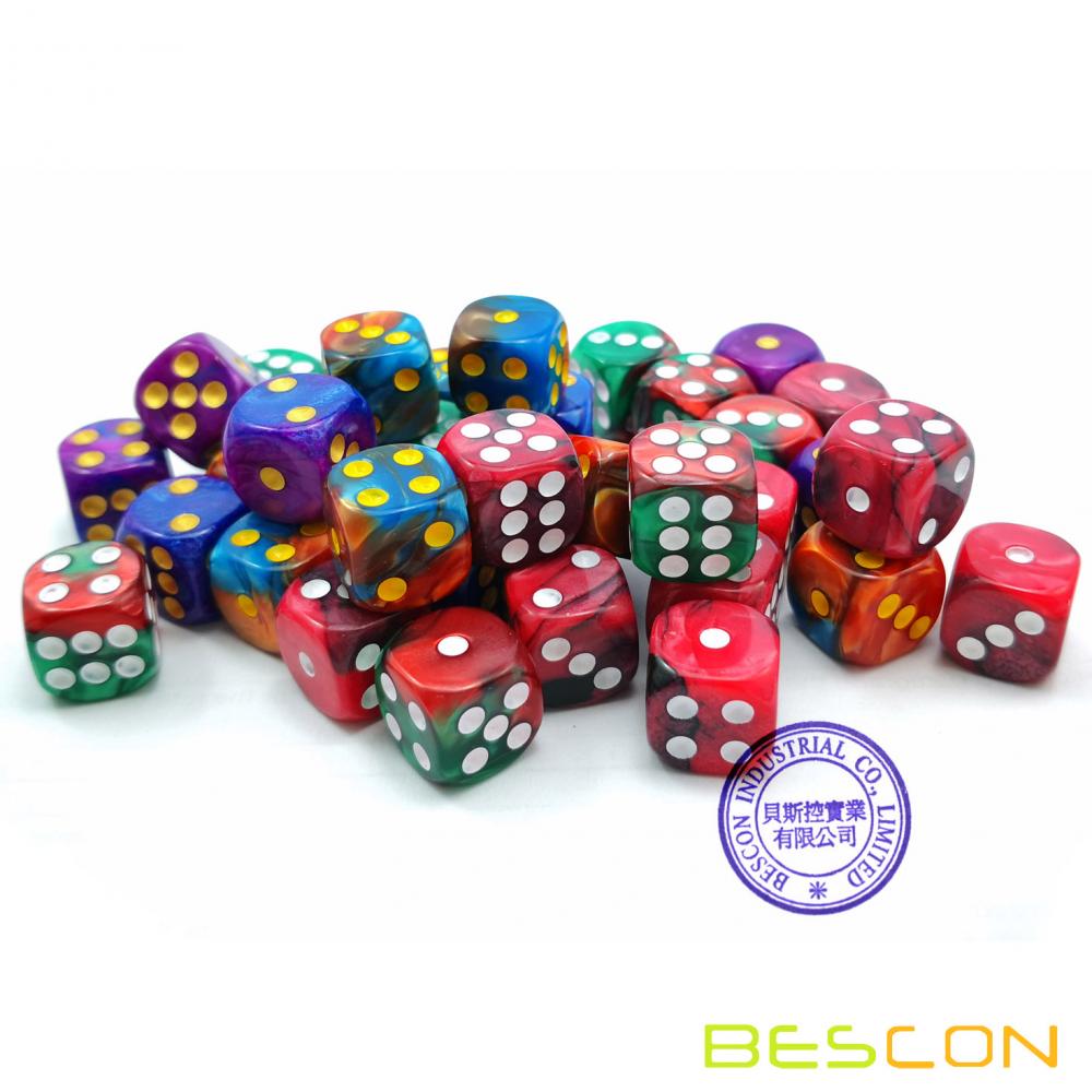 Bescon D6 12mm 36pcs Set, 12mm Six Sided Die (36) Block of Dice, Assorted Gemini Colors of Jungle