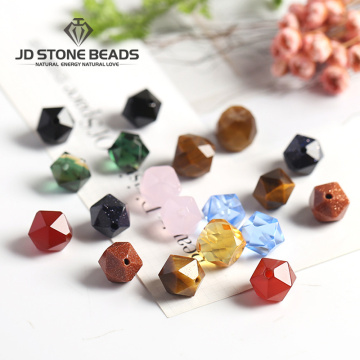 Single Holes Diamond Faceted Beads Round Loose Beads of DIY For Earring Gemstone Accessory