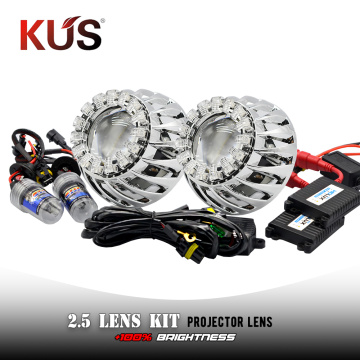2.5 Inch Bi Xenon Projector Lens DRL Lotus Angel Eye Shroud Lights Mask H1 35W Xenon Ballast Kit H4 H7 Car Motorcycle Retrofit