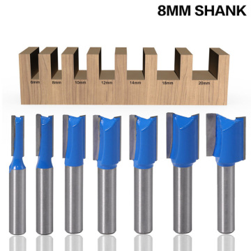 1PC 8mm Shank Slotted Straight Woodworking Router Bit Wood Cutting Carpenter Milling Woodworking Tool