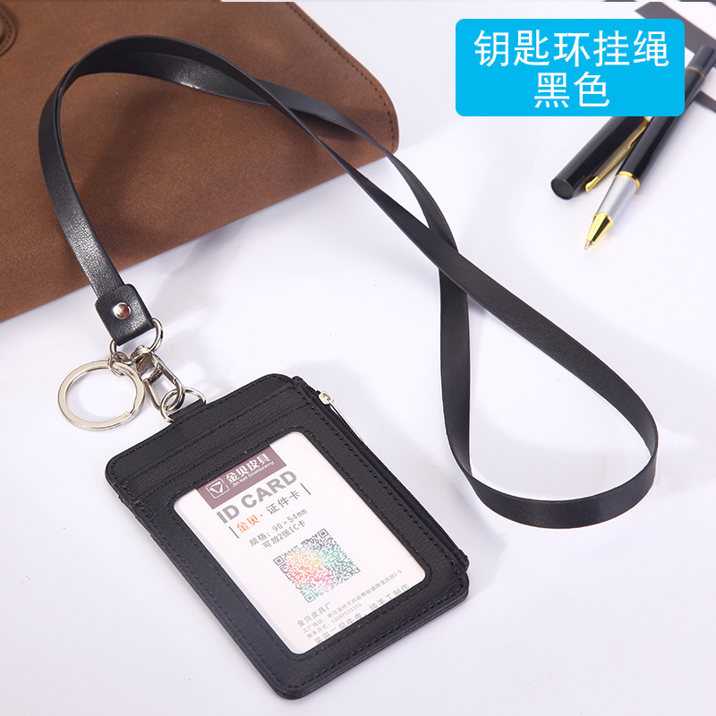PU Leather material double card sleeve ID Badge Case Clear Bank Credit Card Badge Clip Badge Holder Accessories Id Card Holder