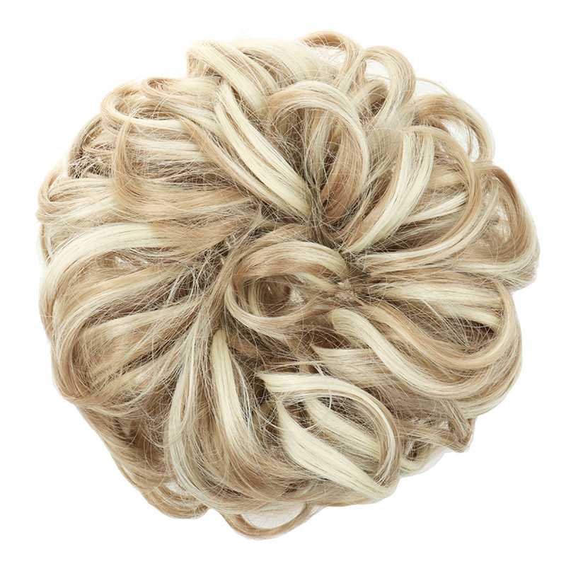 elastic hairpiece synthetic messy hair bun large size donut chignon with elastic band hair accessories for women